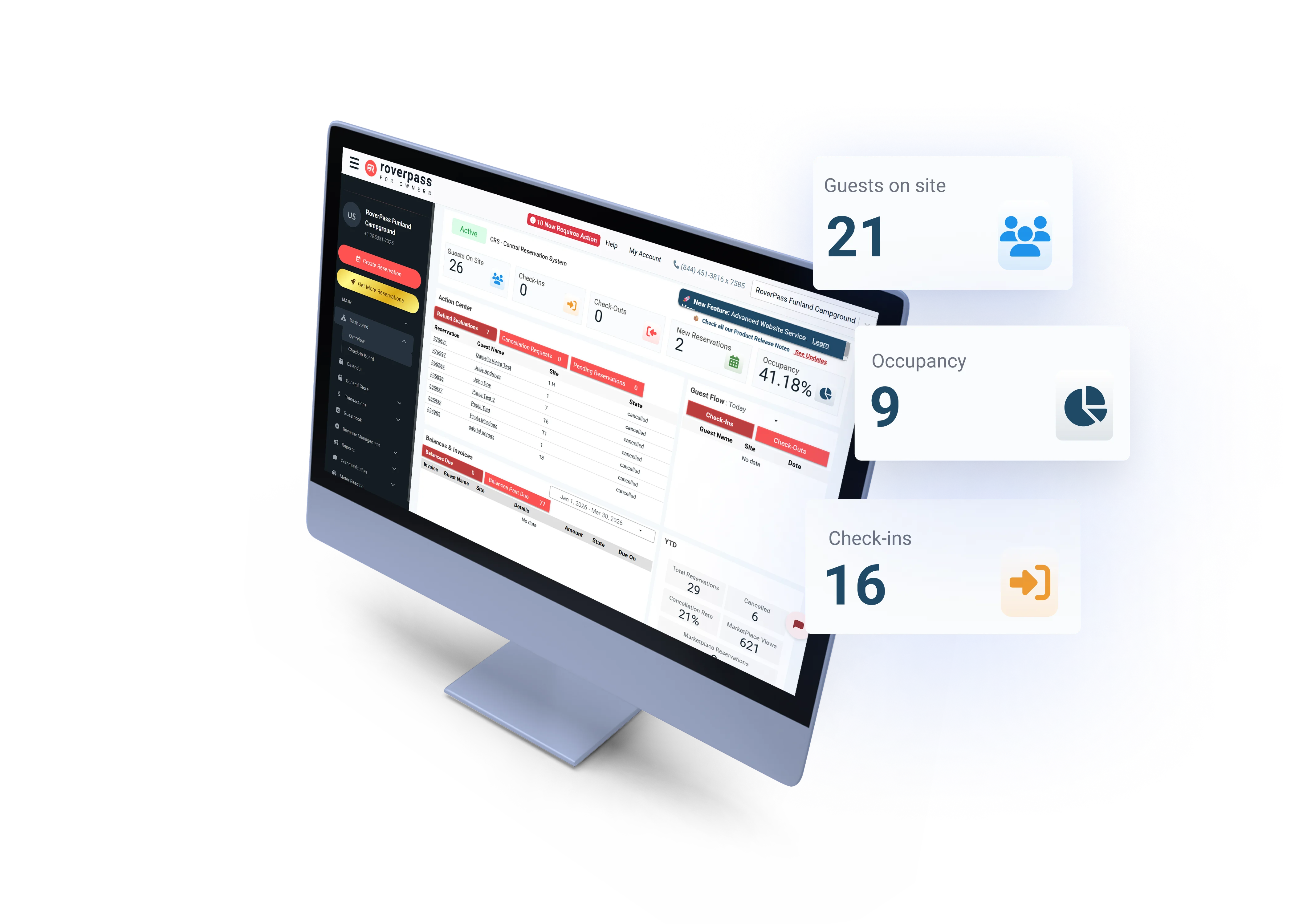 RoverPass dashboard with live stats