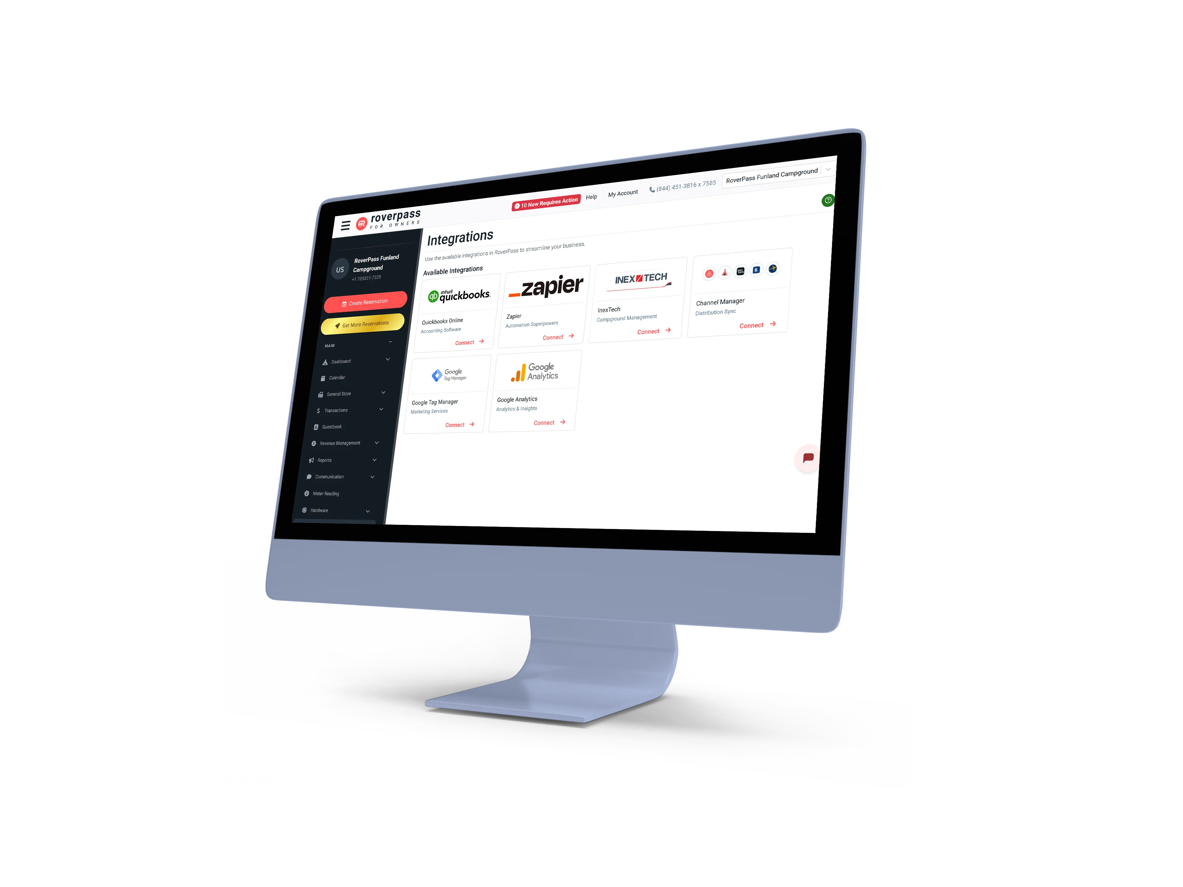 RoverPass Integrations dashboard